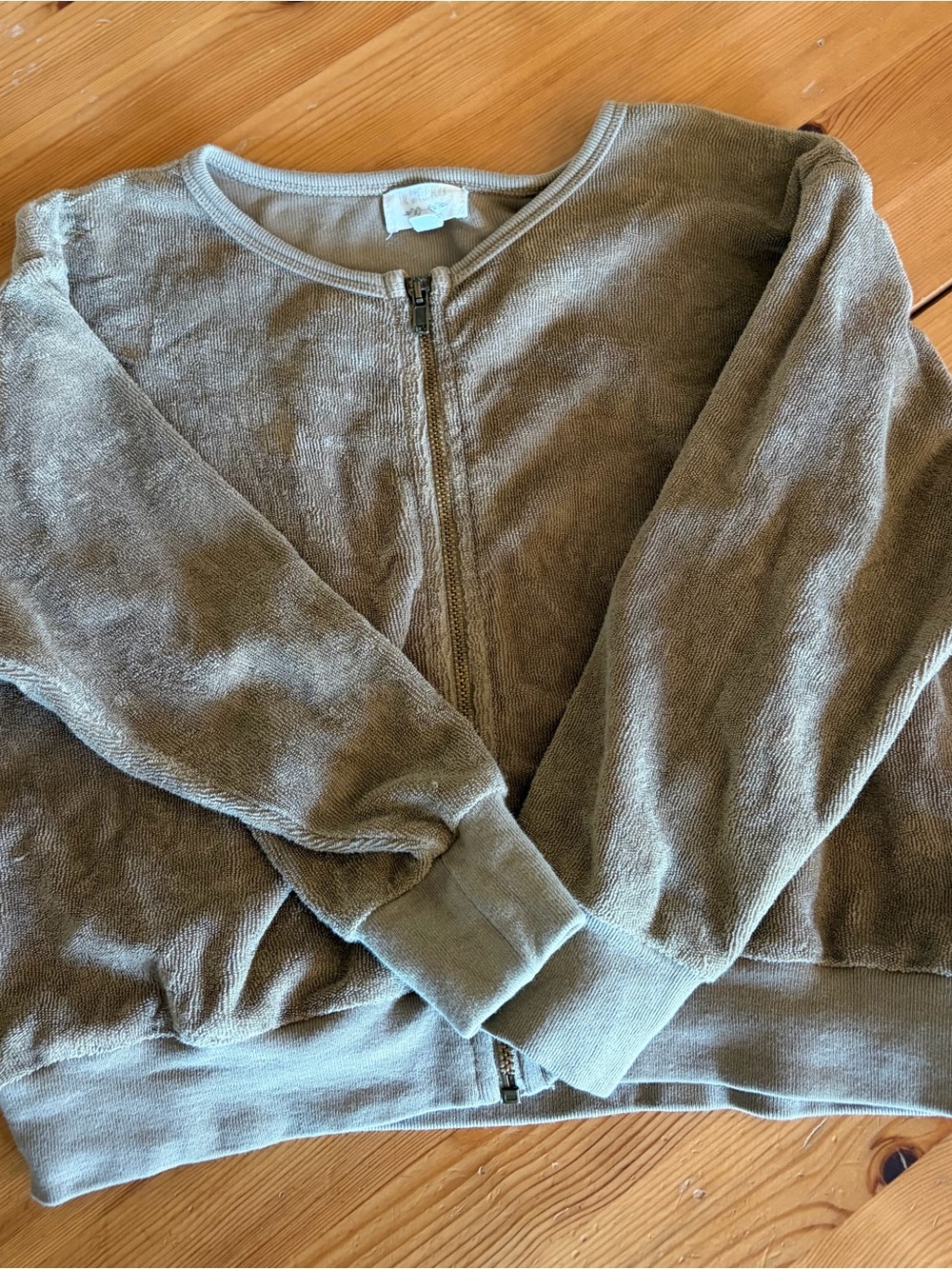 Kids Olive Green Zip-Front Sweater Top